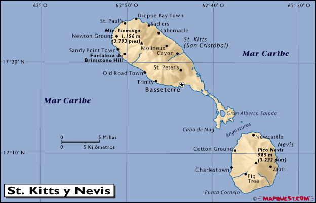 Mapa de Saint kitts and Nevis