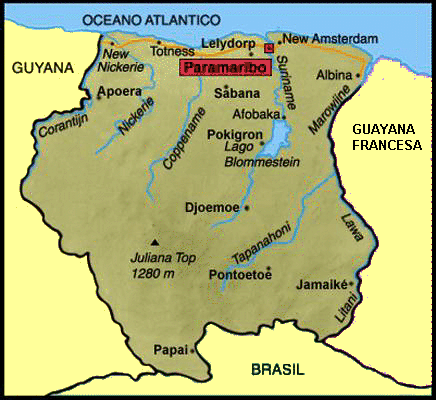 Mapa de Suriname